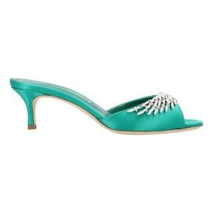 Manolo Blahnik Lumada Fabio 050 Mule Green - NWT
